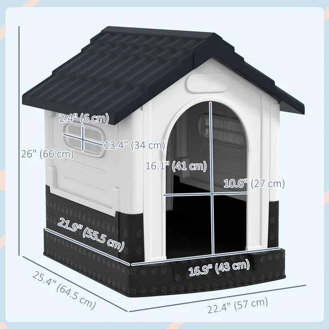 Alt view image 7 of 7 - Dog Kennel for Outside, Plastic Dog House, Water-resistant for Gardens