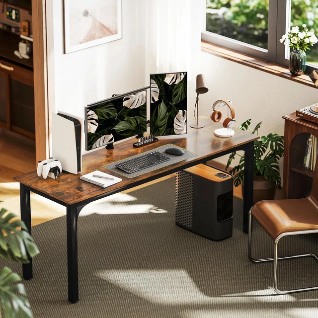 Alt view image 2 of 7 - 70.9" Computer Desk, Home Office Desk, Rustic Brown