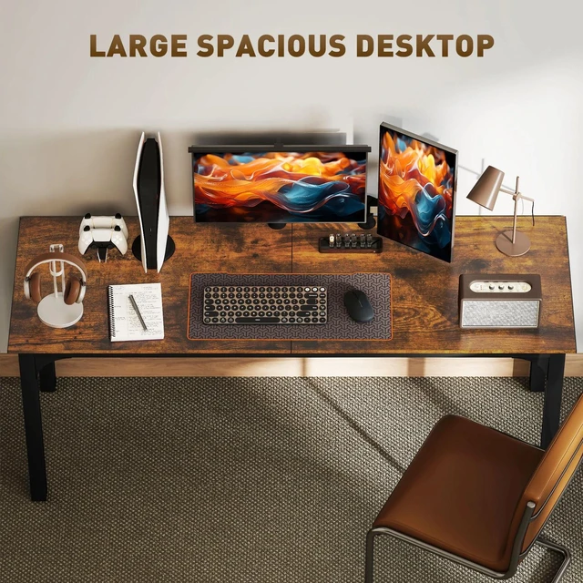 Alt view image 6 of 7 - 70.9" Computer Desk, Home Office Desk, Rustic Brown