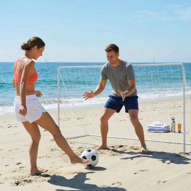 Alt view image 6 of 7 - Soozier Soccer Goal, 6 x 4ft Portable Practice Soccer Net with Steel Frame