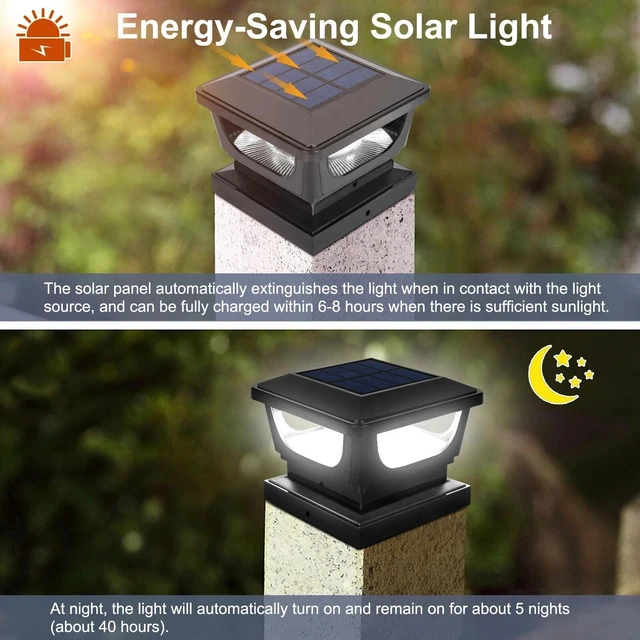 Alt view image 2 of 7 - 2X Solar Post Cap Lights Solar Fence Post Lights for 3x3 4x4in Post Garden Yard