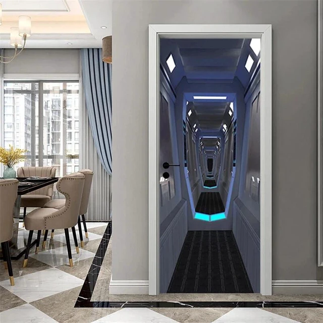 Alt view image 2 of 6 - 3D Wall Art Spaceship Space Station Decorative Wall Sticker Decal Wrap Murals