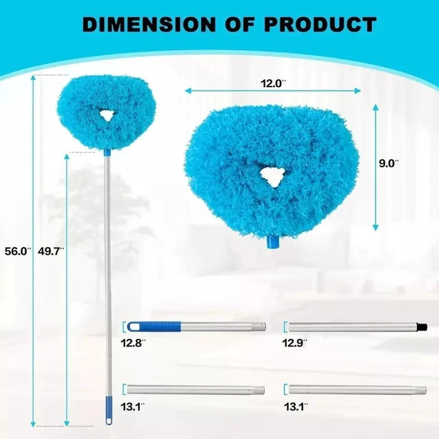 Alt view image 6 of 6 - Ceiling Fan Cleaner Duster Reusable Microfiber Blade Blue