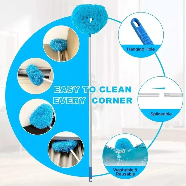 Alt view image 4 of 6 - Ceiling Fan Cleaner Duster Reusable Microfiber Blade Blue