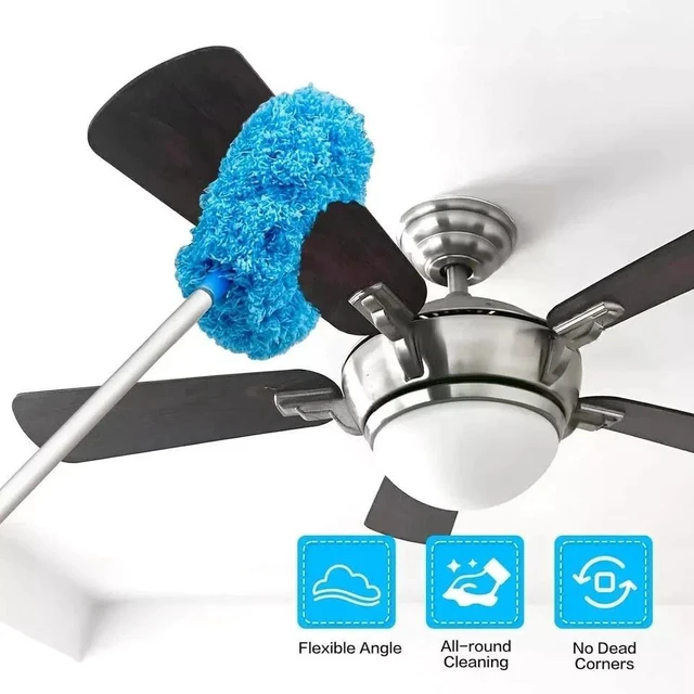 Alt view image 2 of 6 - Ceiling Fan Cleaner Duster Reusable Microfiber Blade Blue