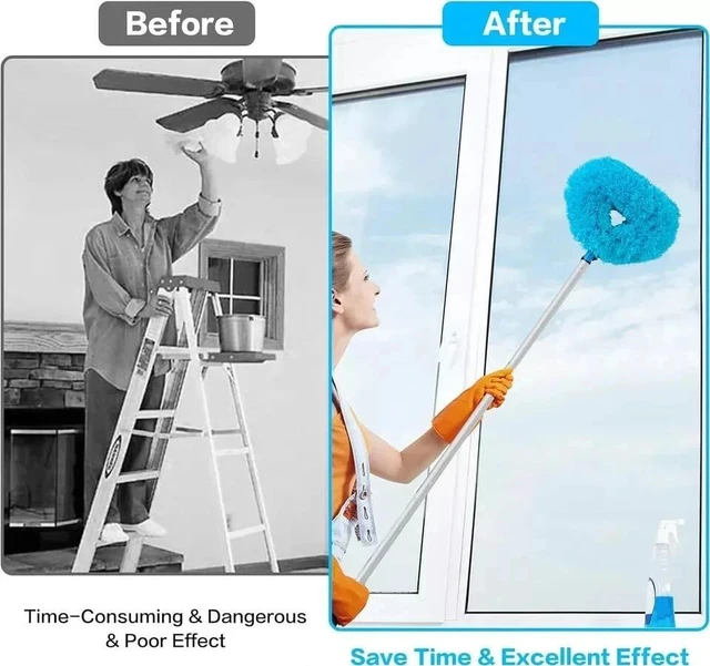 Alt view image 3 of 6 - Ceiling Fan Cleaner Duster Reusable Microfiber Blade Blue