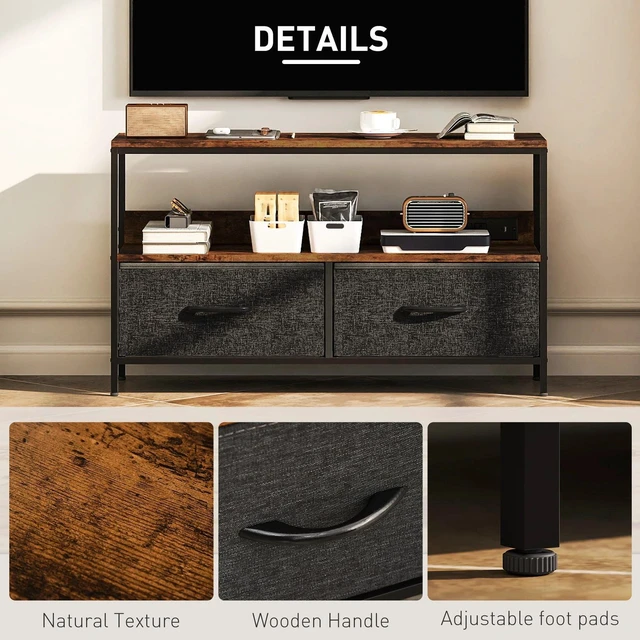 Alt view image 5 of 7 - TV Stand with Charging Station and Storage, Rustic Brown