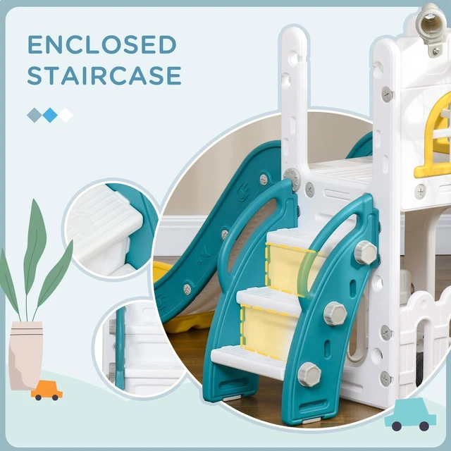 Alt view image 5 of 7 - 5 in 1 Toddler Slide for Kids Aged 1-3 Years, Yellow