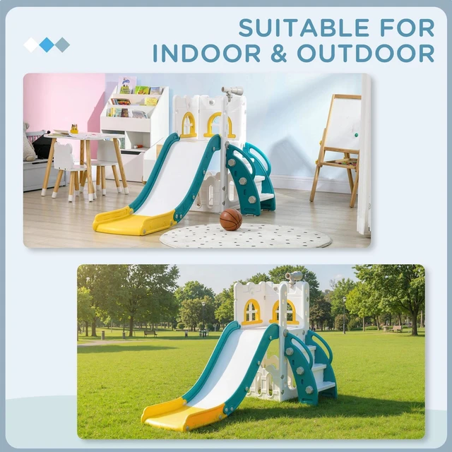 Alt view image 7 of 7 - 5 in 1 Toddler Slide for Kids Aged 1-3 Years, Yellow