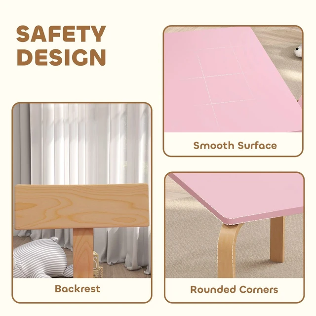 Alt view image 3 of 7 - Kids Table and 2 Chair Set, Toddler Table and Chairs, Pink