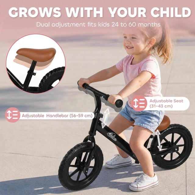 Alt view image 5 of 7 - Balance Bike with Lighting Wheels, Adjustable Handlebar, Black