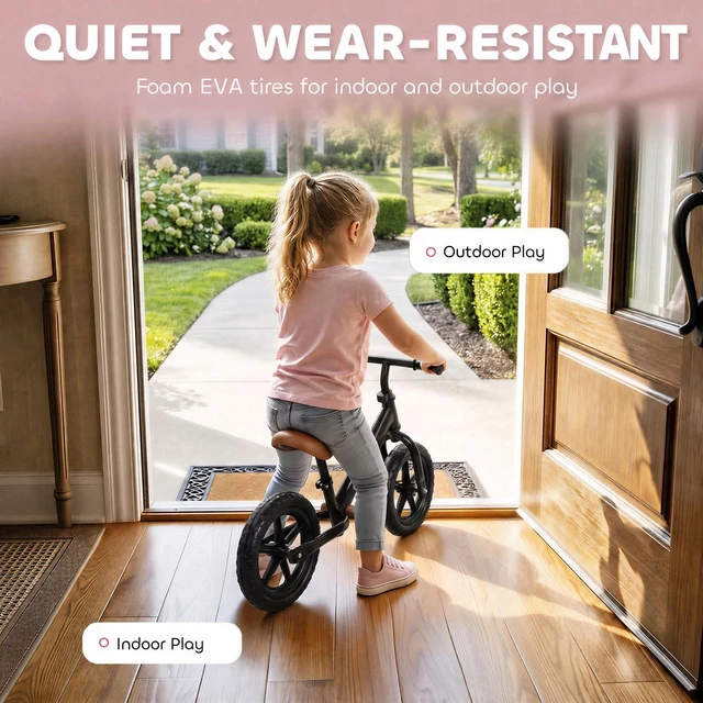 Alt view image 6 of 7 - Balance Bike with Lighting Wheels, Adjustable Handlebar, Black