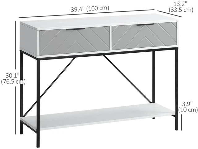 Alt view image 3 of 7 - Modern Console Table w/ 2 Drawers & Open Shelf for Entryway Living Room, White