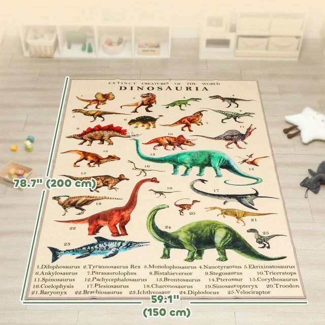 Alt view image 7 of 7 - Large Play Mat 79" x 59" for Toddlers, Living Room with Dinosaur Pattern