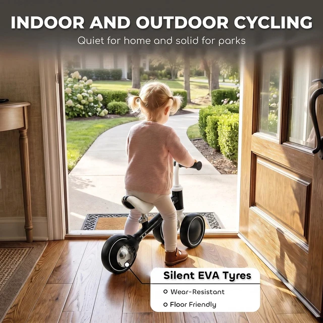 Alt view image 6 of 7 - Balance Bike with Lighting Wheel, Baby Bike for 12-24 Months, Black
