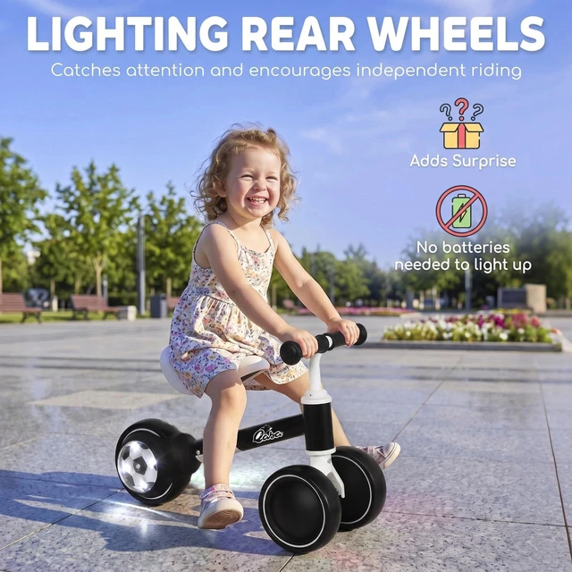 Alt view image 5 of 7 - Balance Bike with Lighting Wheel, Baby Bike for 12-24 Months, Black
