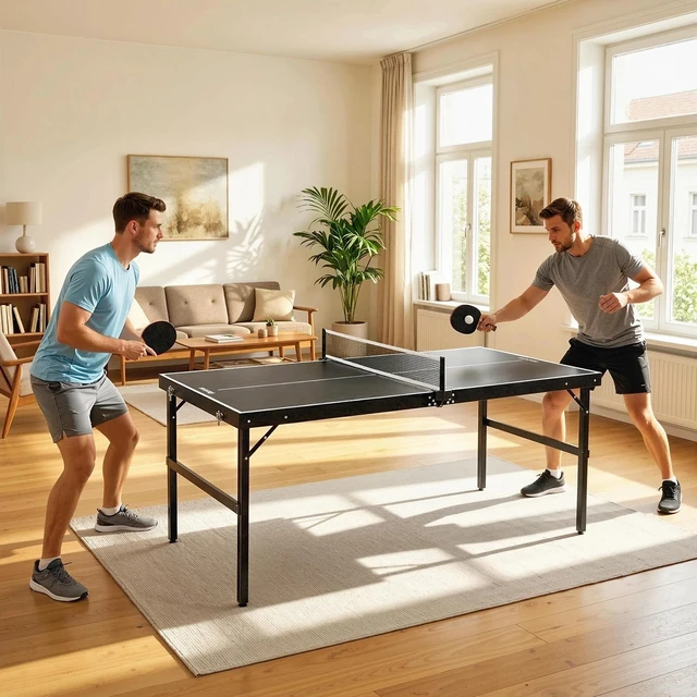 Alt view image 6 of 7 - Mid-size Table Tennis Table Folding Outdoor Ping Pong Table