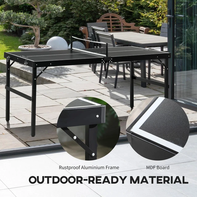 Alt view image 3 of 7 - Mid-size Table Tennis Table Folding Outdoor Ping Pong Table