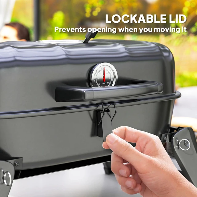 Alt view image 4 of 7 - Charcoal Barbecue Grill Small BBQ with 1232 cm² Grate, Adjustable Vent, Black