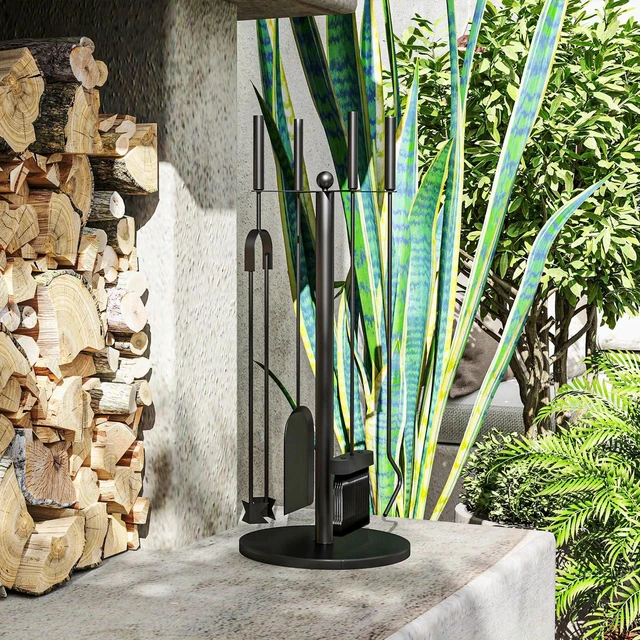 Alt view image 7 of 7 - Fireplace Tools Set 5 Piece Kit with Stand, Brush, Shovel, Poker, Tongs