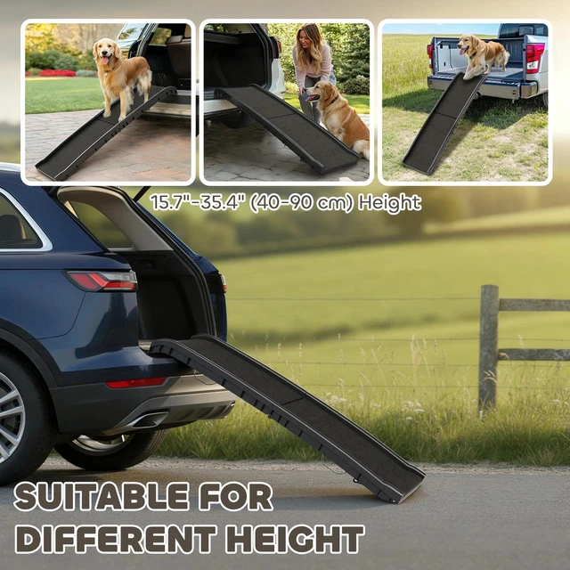 Alt view image 5 of 7 - 61 Inches Folding Pet Ramp with Frosted Surface, Raised Side Rails