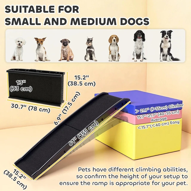 Alt view image 2 of 7 - 61 Inches Folding Pet Ramp with Frosted Surface, Raised Side Rails