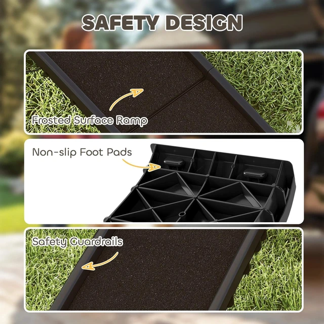 Alt view image 6 of 7 - 61 Inches Folding Pet Ramp with Frosted Surface, Raised Side Rails
