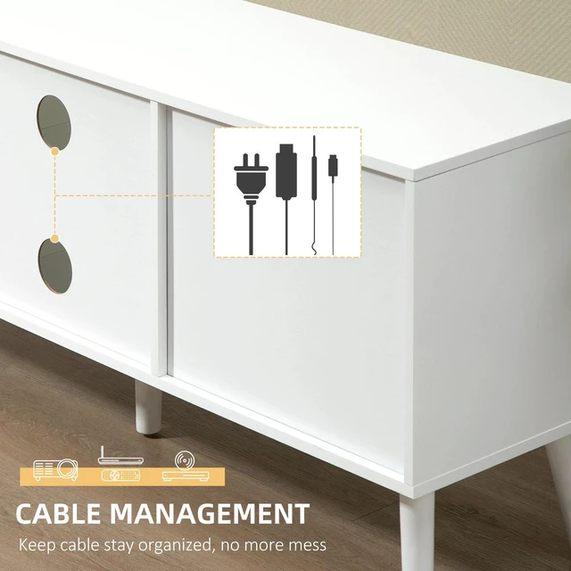 Alt view image 6 of 7 - TV Table with Storage, Entertainment Unit with Foldable Drawers and Shelves