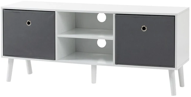 Main image of TV Table with Storage, Entertainment Unit with Foldable Drawers and Shelves