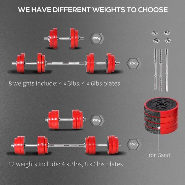 Alt view image 6 of 7 - Adjustable 44lbs Barbell & Dumbbell Set Ergonomic Fitness Exercise in Home Gym