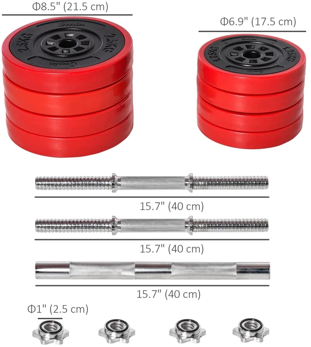 Alt view image 2 of 7 - Adjustable 44lbs Barbell & Dumbbell Set Ergonomic Fitness Exercise in Home Gym