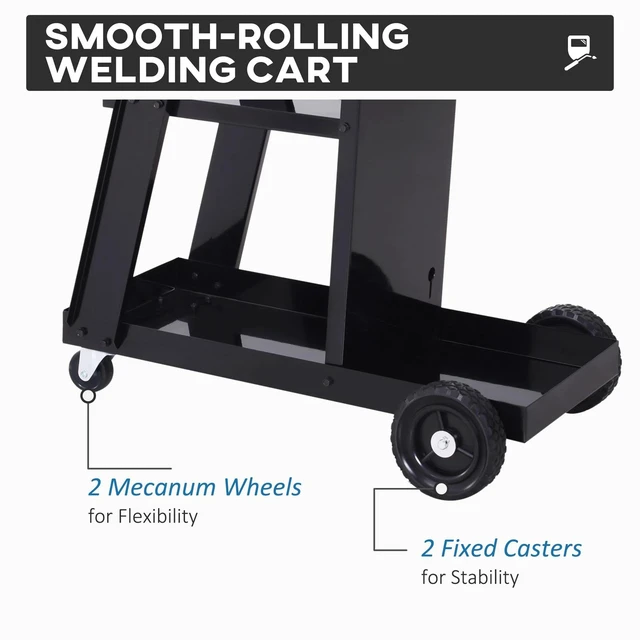 Alt view image 2 of 7 - 3 Tier Welding Cart Universal Storage for Tanks Gas Bottles Safety Chain Black
