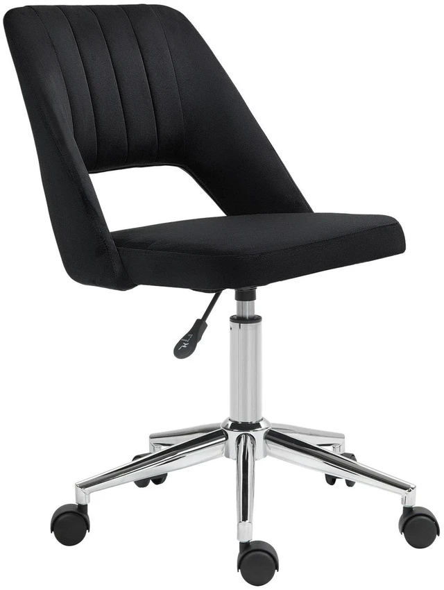 Main image of Office Chair Velvet Fabric Scallop Shape Computer Desk Chair, Black