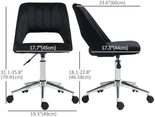 Alt view image 2 of 7 - Office Chair Velvet Fabric Scallop Shape Computer Desk Chair, Black