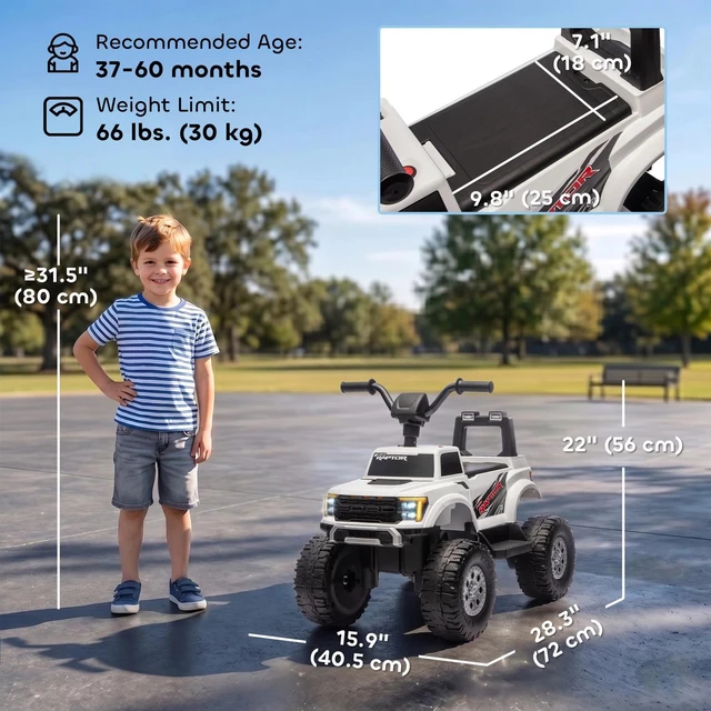 Alt view image 2 of 6 - 12V Kids Ride on Truck Car Licensed Ford F-150 with Headlight, Horn