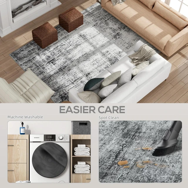 Alt view image 6 of 7 - Area Rug 8x10, Modern Abstract Washable Rug for Living Room, Grey
