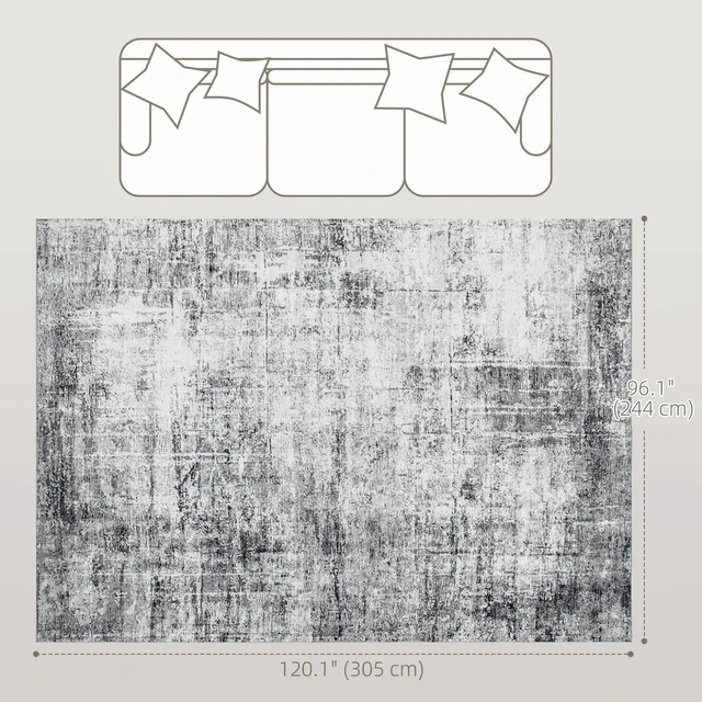 Alt view image 2 of 7 - Area Rug 8x10, Modern Abstract Washable Rug for Living Room, Grey