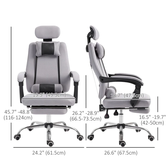 Alt view image 2 of 7 - Office Chair Ergonomic Executive Gaming Computer Seat Lumbar Support Grey