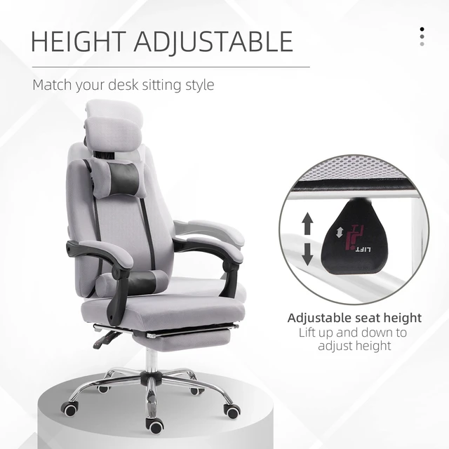 Alt view image 4 of 7 - Office Chair Ergonomic Executive Gaming Computer Seat Lumbar Support Grey