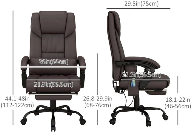 Alt view image 2 of 7 - Leather Massage Office Chair Reclining Computer Chair