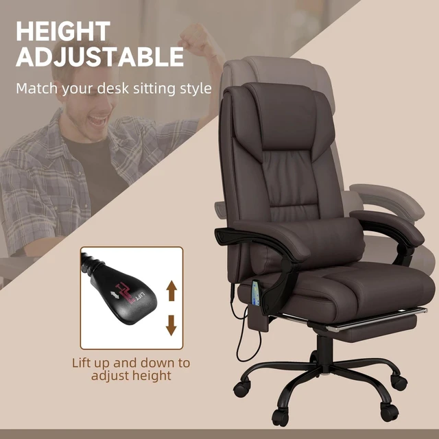 Alt view image 3 of 7 - Leather Massage Office Chair Reclining Computer Chair