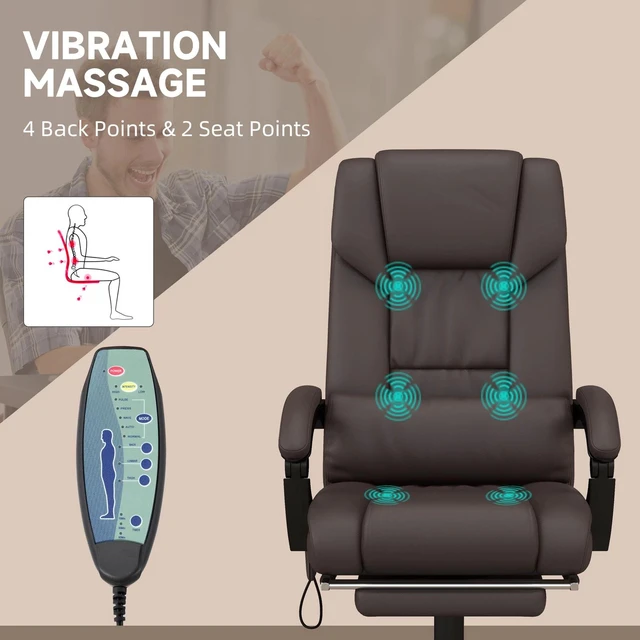 Alt view image 5 of 7 - Leather Massage Office Chair Reclining Computer Chair
