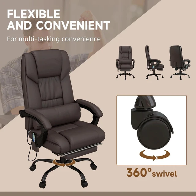 Alt view image 4 of 7 - Leather Massage Office Chair Reclining Computer Chair