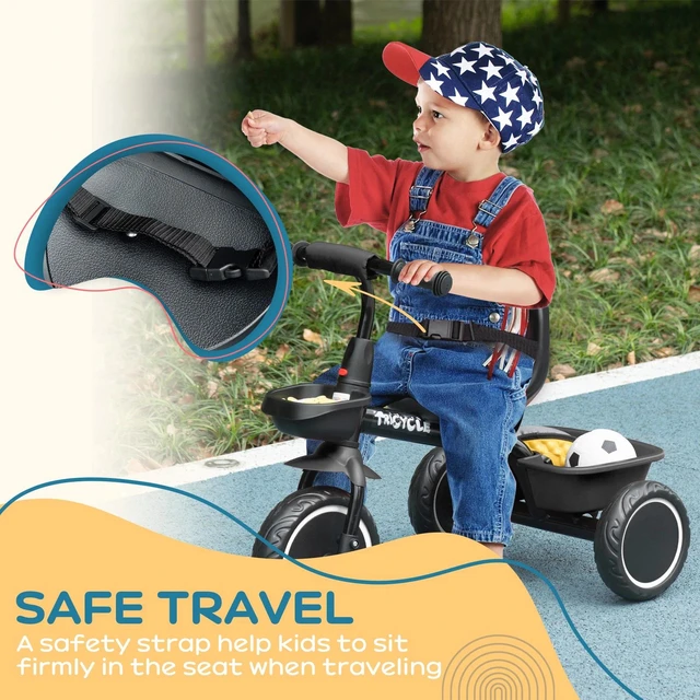 Alt view image 3 of 7 - Tricycle for 2-5 Years Old, Toddler Bike, Black