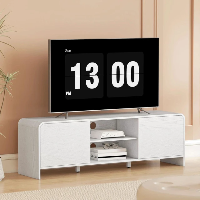 Alt view image 7 of 7 - TV Stand for up to 65 Inch TV, Media Console w/ Cabinets, Shelves