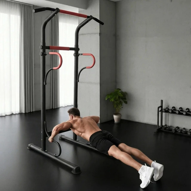Alt view image 7 of 7 - Power Tower Station Pull Up Bar Dip Station for Home Gym Workout Equipment