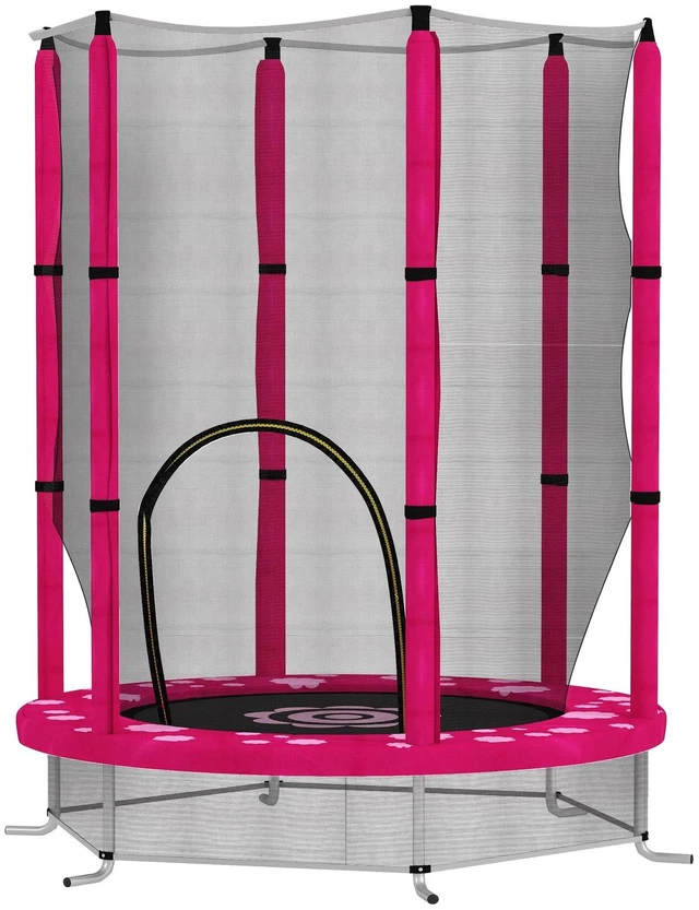 Main image of 4.6ft Kids Trampoline w/ Safety Enclosure net, for Indoor Outdoor, Pink