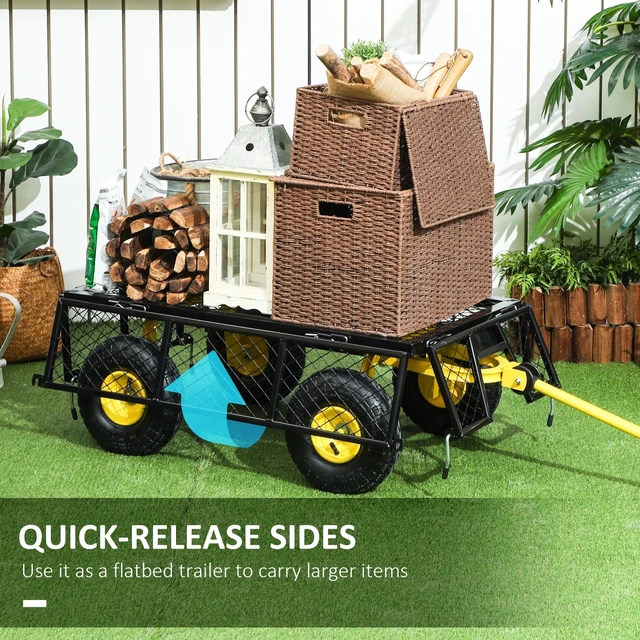 Alt view image 4 of 7 - Garden Cart with Removable Sides, 10" All-Terrain Wheels