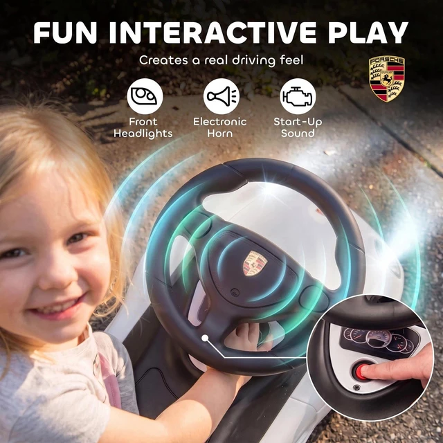 Alt view image 3 of 7 - Toddler Push Car with Horn and Light, for 18-36 Months, White