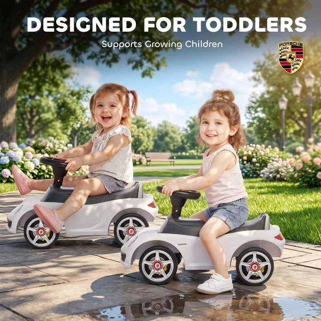Alt view image 5 of 7 - Toddler Push Car with Horn and Light, for 18-36 Months, White
